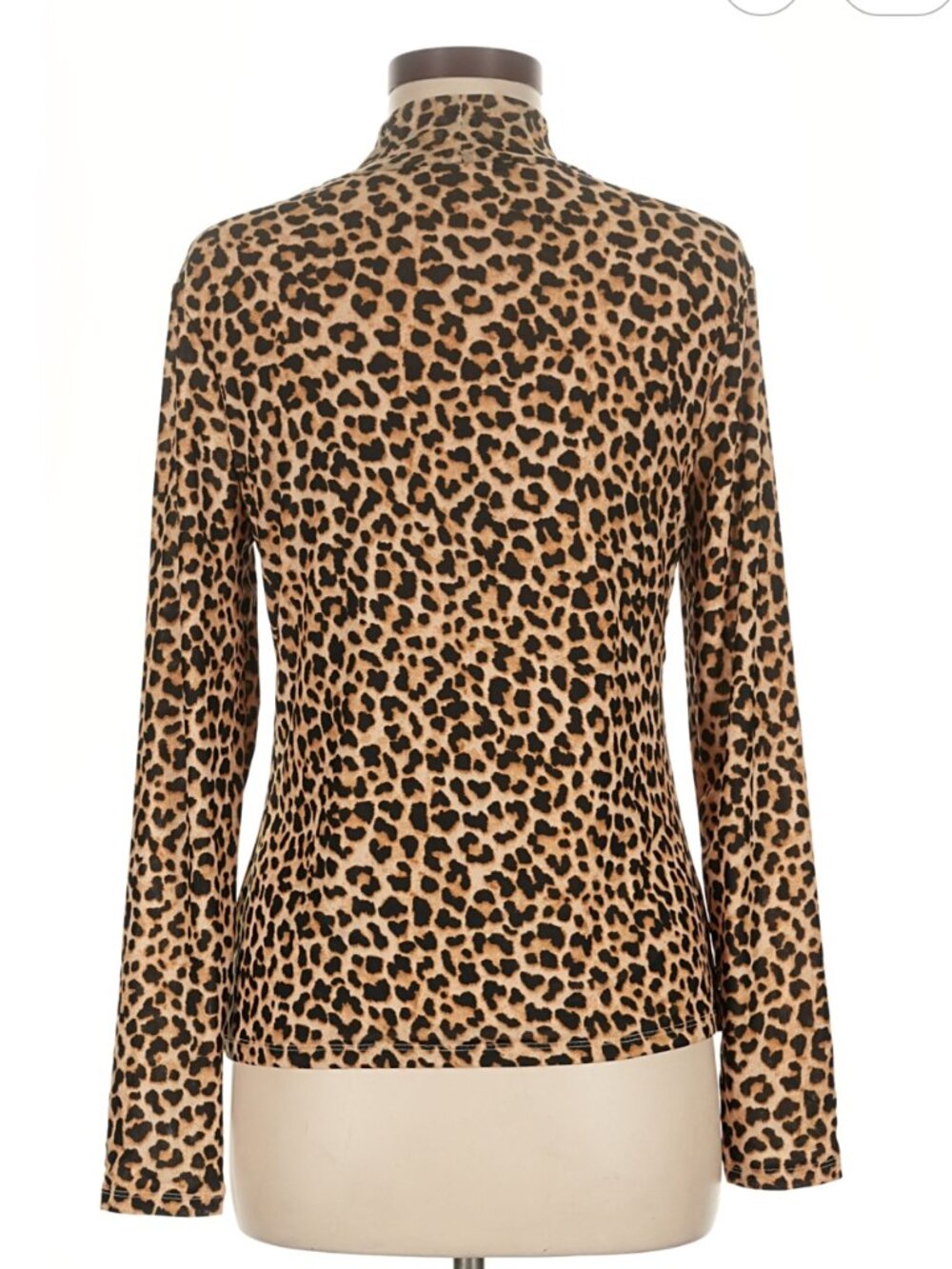 A New Day Animal Leopard Print Mock Neck LSV Mesh Top XL - Picture 4 of 13